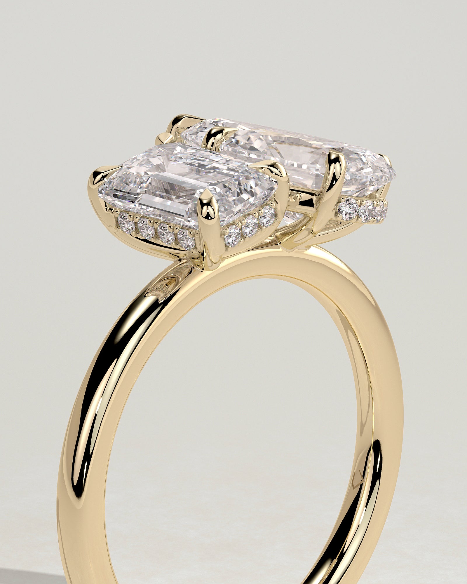 1.80CT Emerald & 1.50CT Pear Lab Grown Diamond Hidden Halo Toi et Moi Engagement Ring