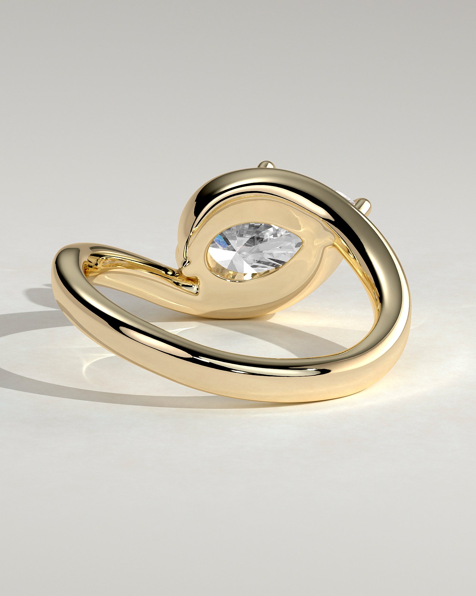 2.0CT East West Pear Lab Grown Diamond Unique Bypass Engagement Ring