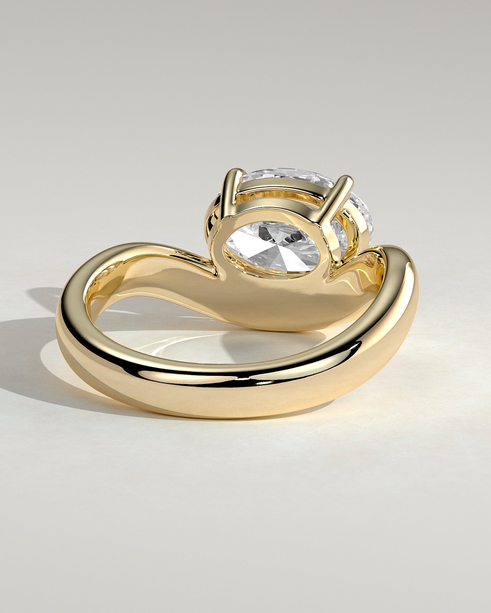 2.0CT East West Oval Lab Grown Diamond Solitaire Wave Band Engagement Ring