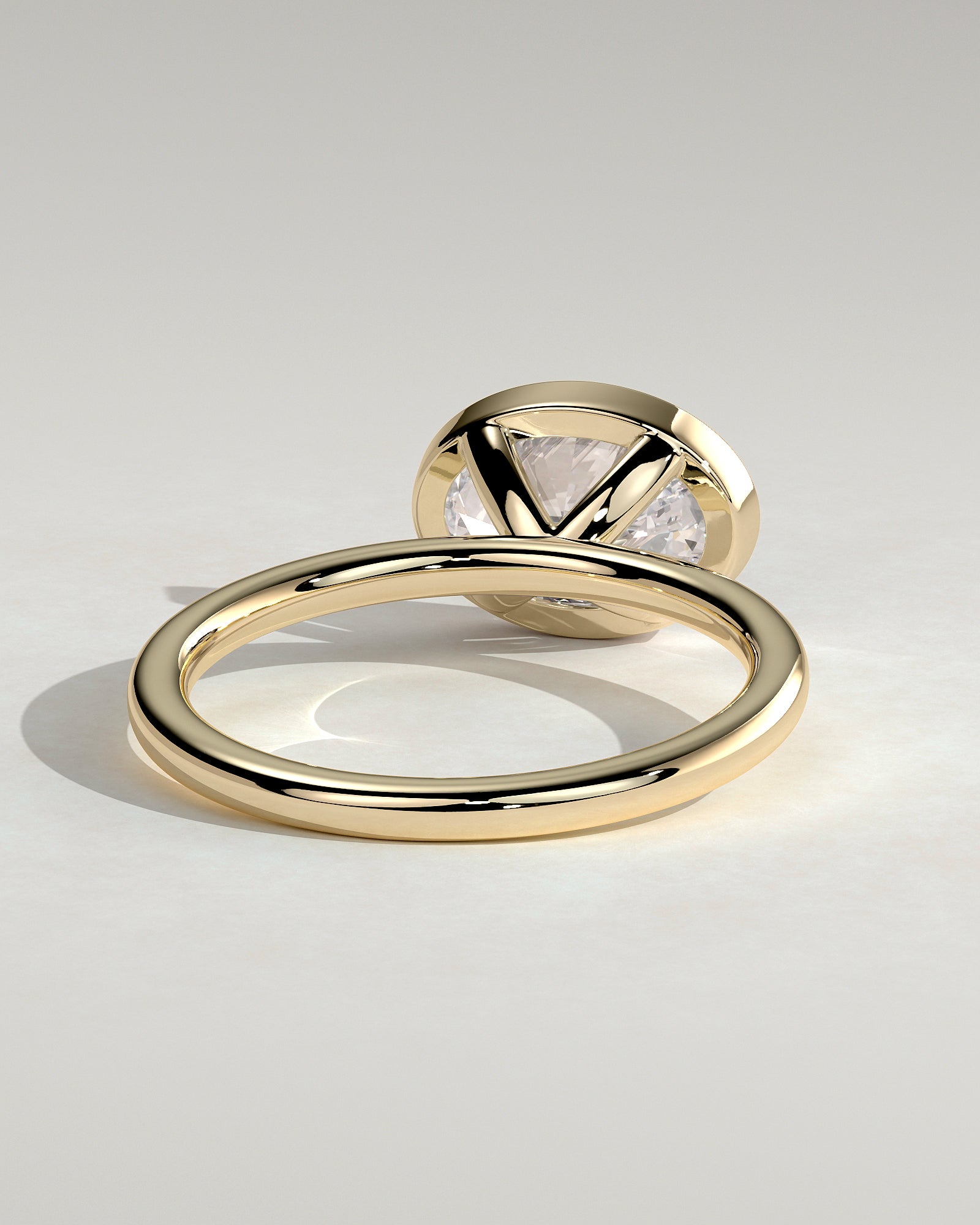2.0CT East West Oval Lab Grown Diamond Bezel Solitaire Engagement Ring