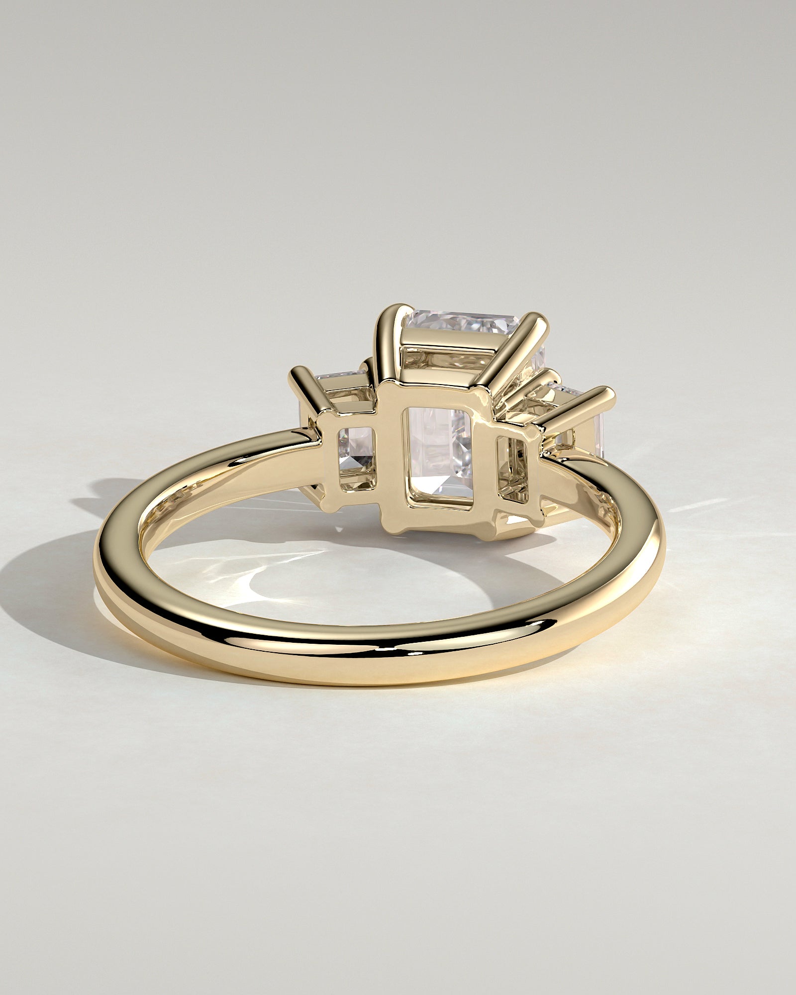 2.0CT Emerald Cut Lab Grown Diamond Three Stone Engagement Ring