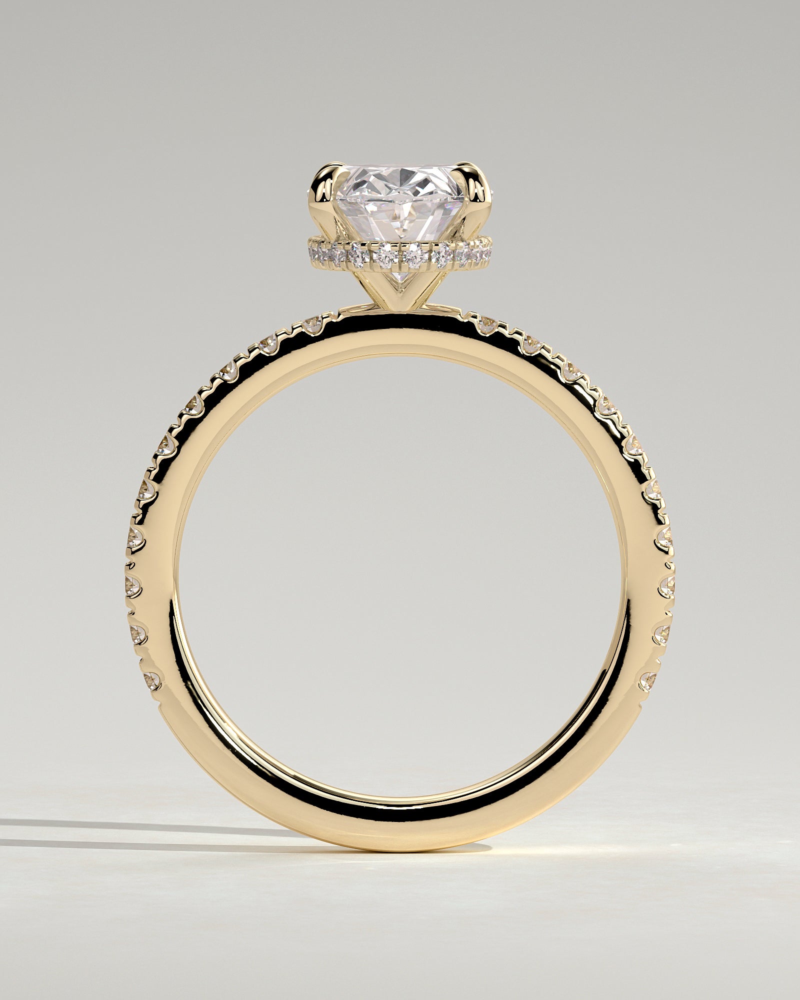 2.0CT Oval Lab Grown Diamond Hidden Halo Pave Engagement Ring