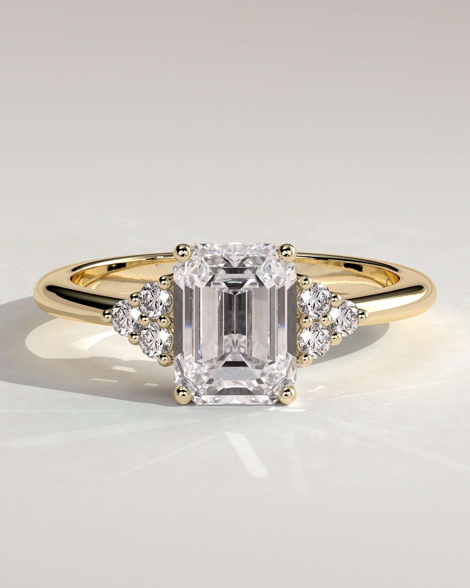 2.0CT Emerald Cut Lab Grown Diamond Cluster Engagement Ring