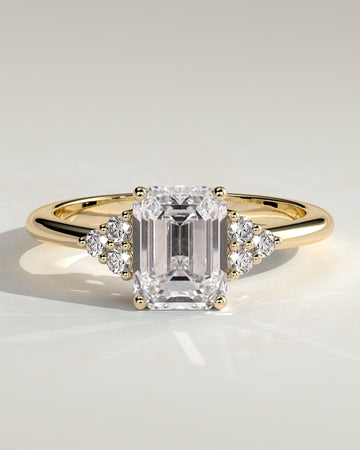 2.0CT Emerald Cut Lab Grown Diamond Cluster Engagement Ring