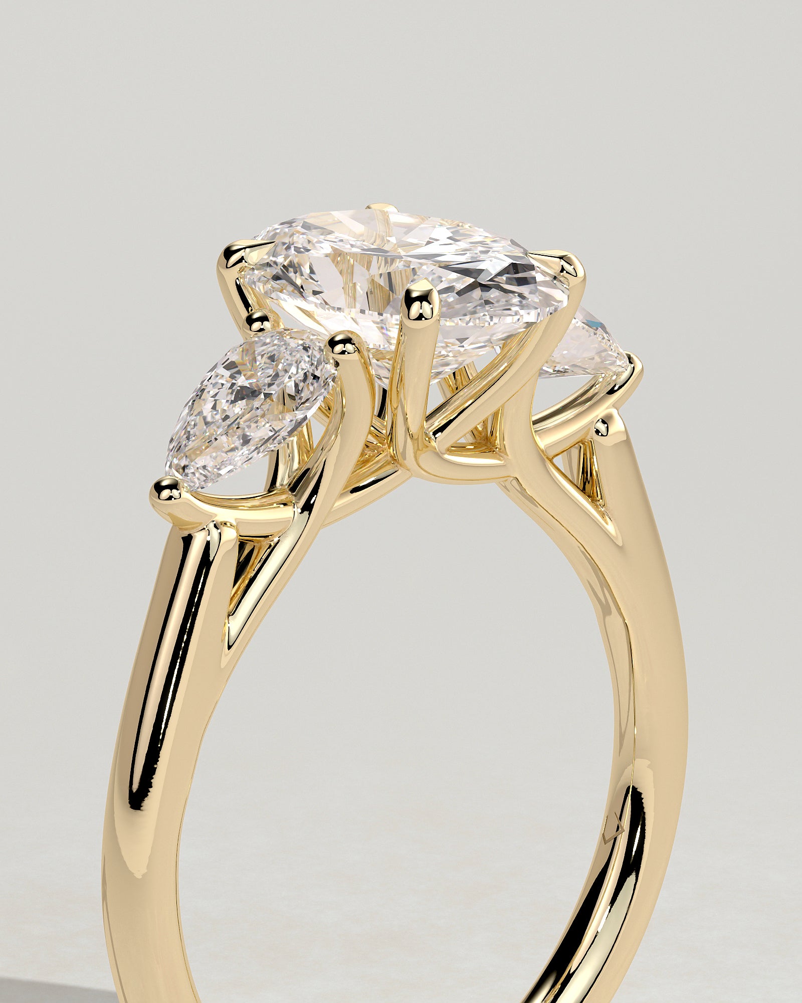 2.0CT Oval Lab Grown Diamond Open Trellis Gallery Three Stone Engagement Ring
