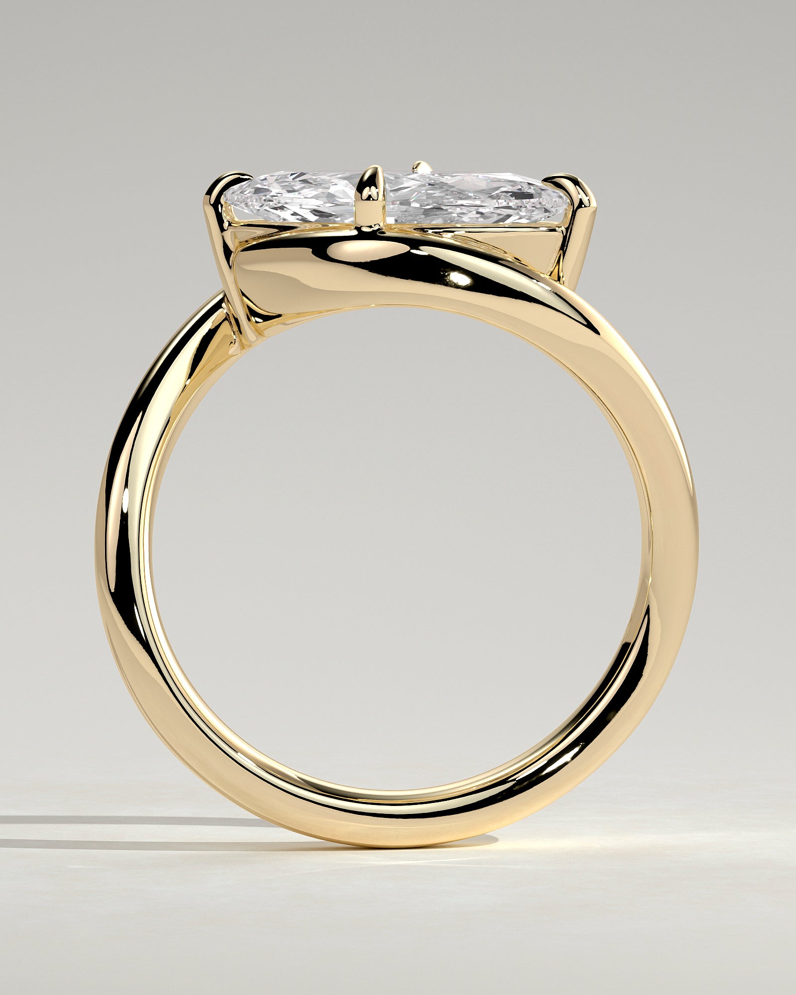 2.0CT East West Marquise Lab Grown Diamond Unique Bypass Engagement Ring