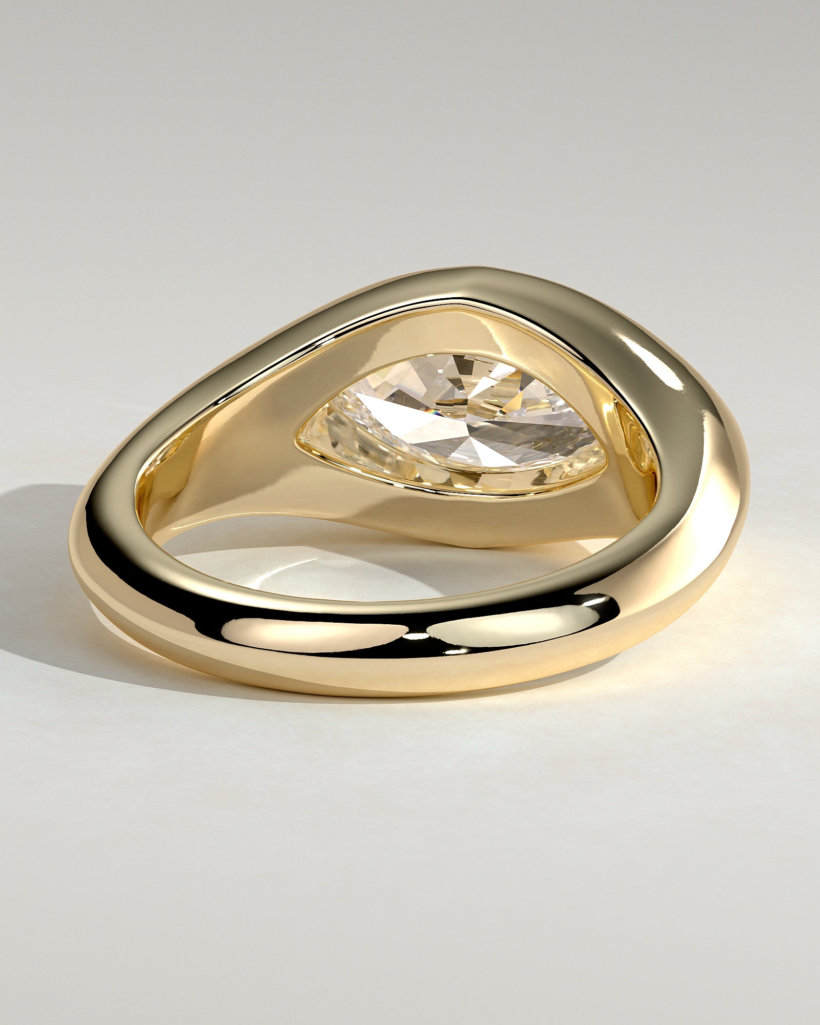 2.0CT Bezel Set East West Marquise Lab Grown Diamond Signet Band Engagement Ring
