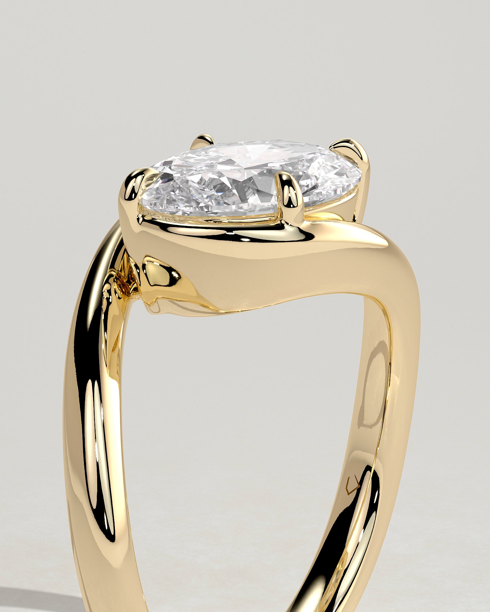 2.0CT East West Oval Lab Grown Diamond Unique Bypass Engagement Ring