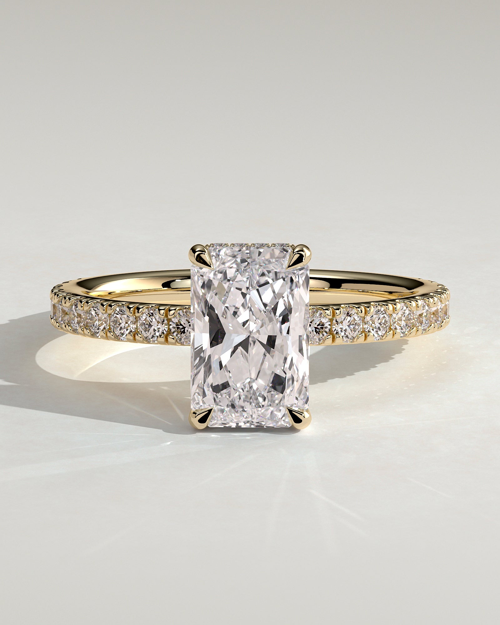 2.0CT Radiant Lab Grown Diamond Hidden Halo Pave Engagement Ring