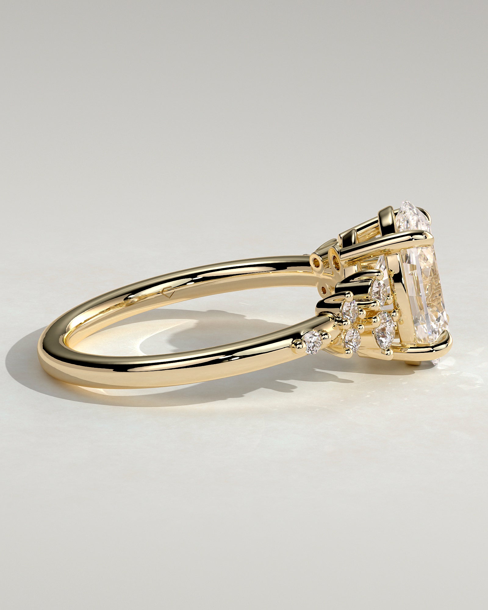 2.0CT Oval Lab Grown Diamond Cluster Engagement Ring