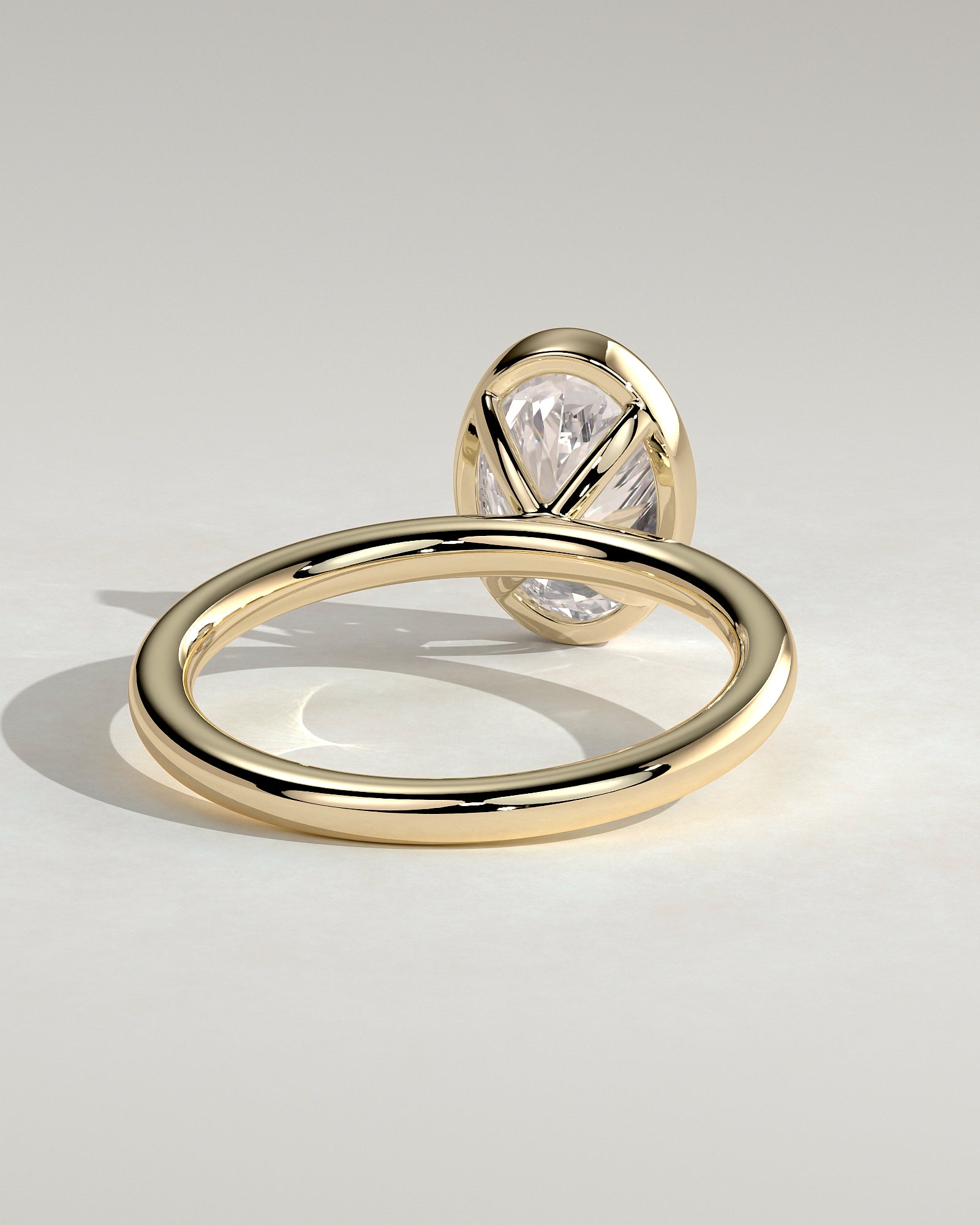 2.0CT Bezel Set Oval Lab Grown Diamond Solitaire Engagement Ring