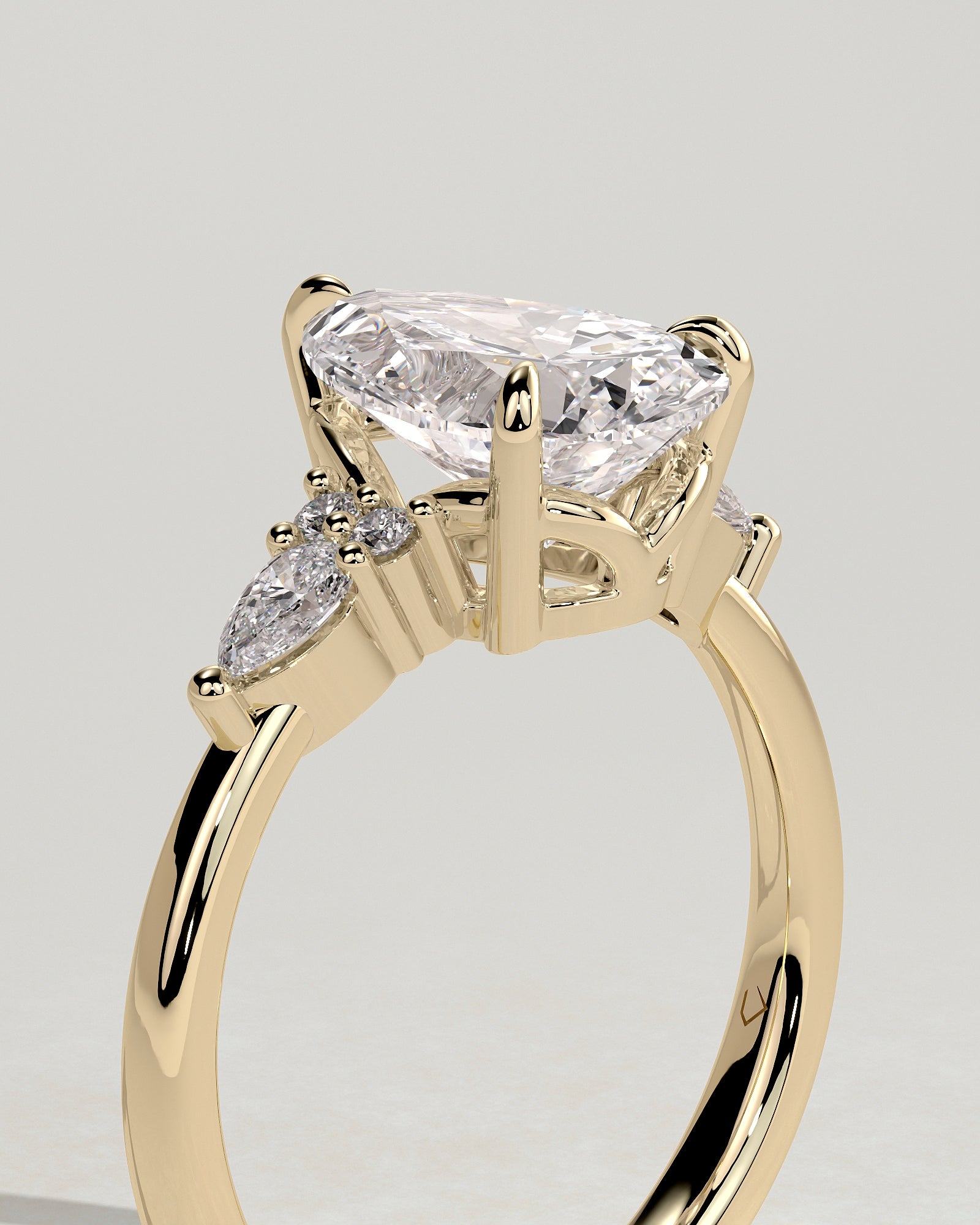 2.0CT Pear Cut Lab Grown Diamond Cluster Engagement Ring