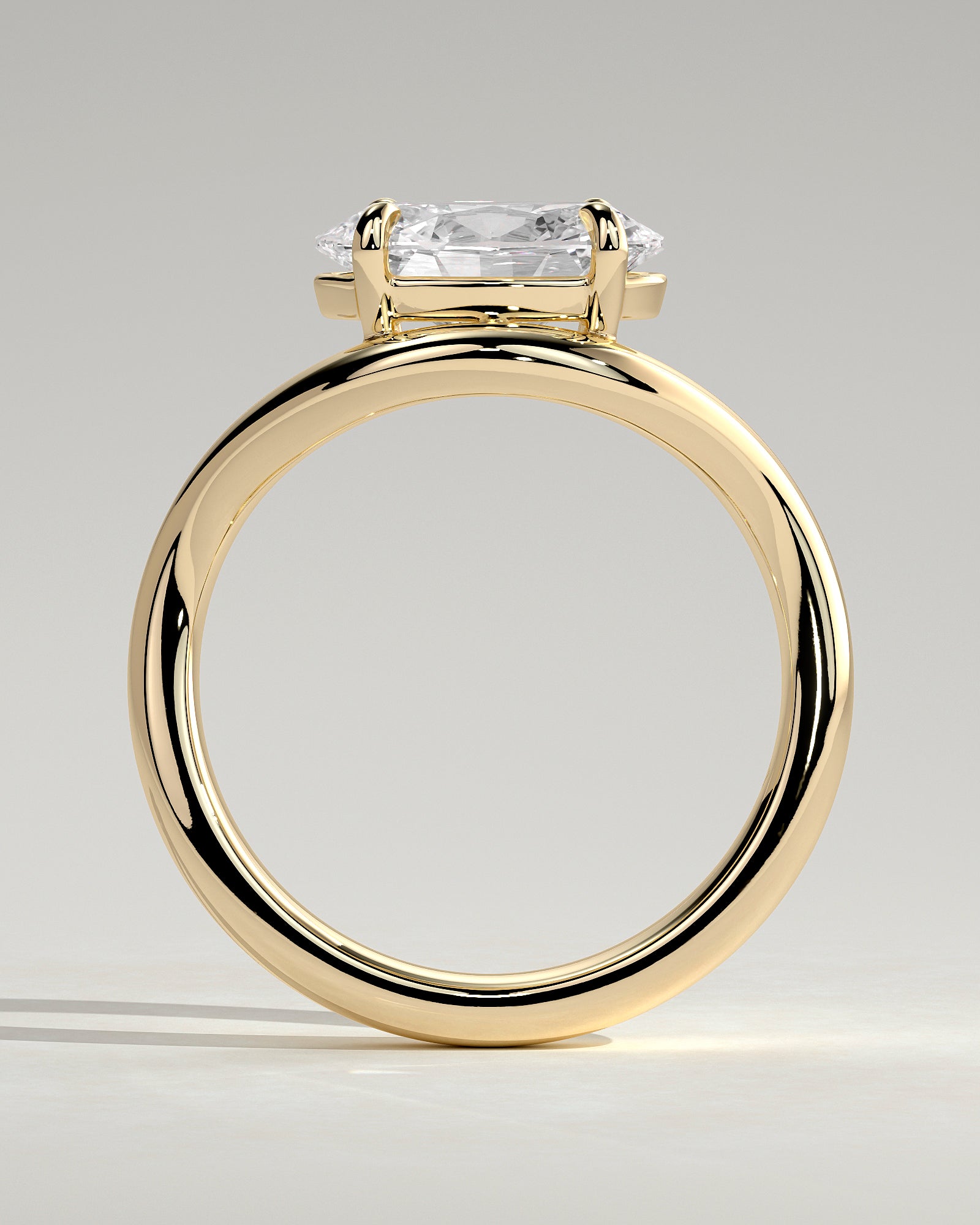 2.0CT East West Oval Lab Grown Diamond Solitaire Wave Band Engagement Ring