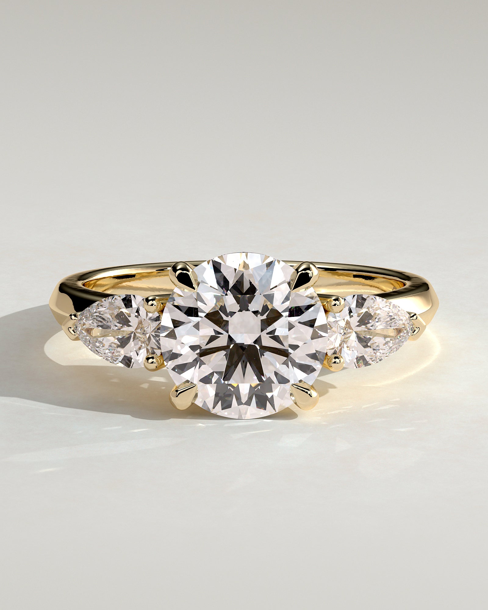 2.0CT Round Cut Lab Grown Diamond Three Stone Knife Edge Engagement Ring