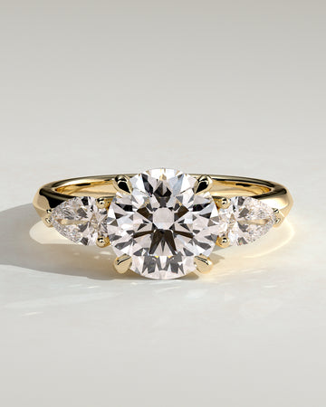 2.0CT Round Cut Lab Grown Diamond Three Stone Knife Edge Engagement Ring