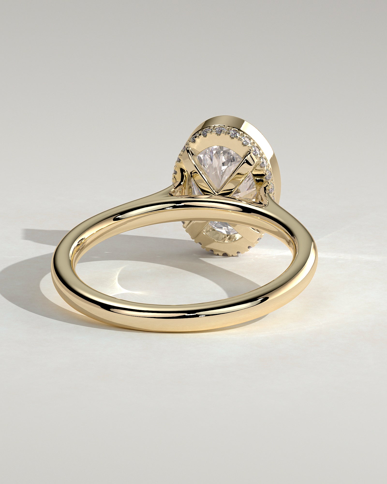 2.0CT Bezel Set Oval Lab Grown Diamond Hidden Halo Cathedral Engagement Ring