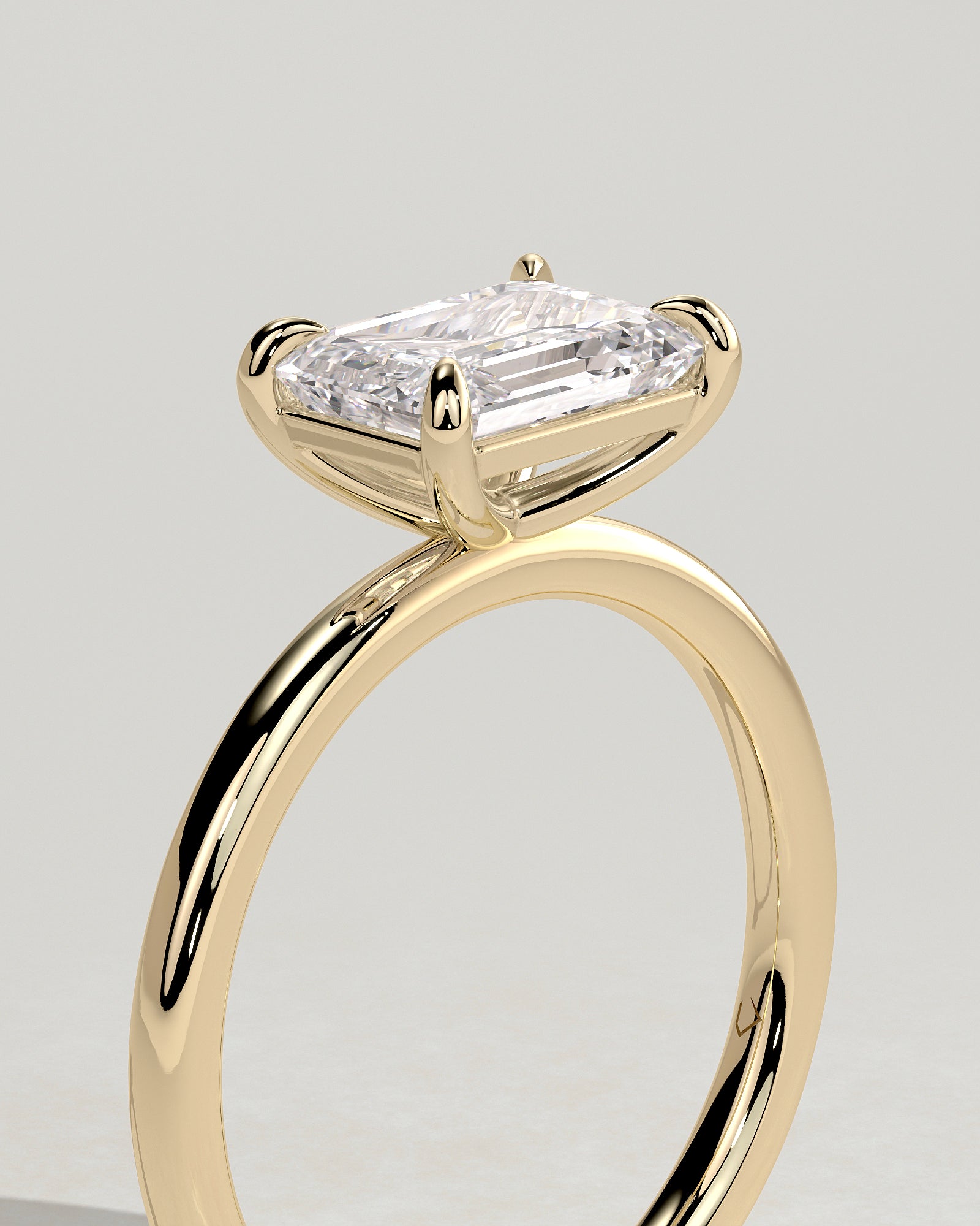 2.0CT East West Emerald Cut Lab Grown Diamond Solitaire Engagement Ring