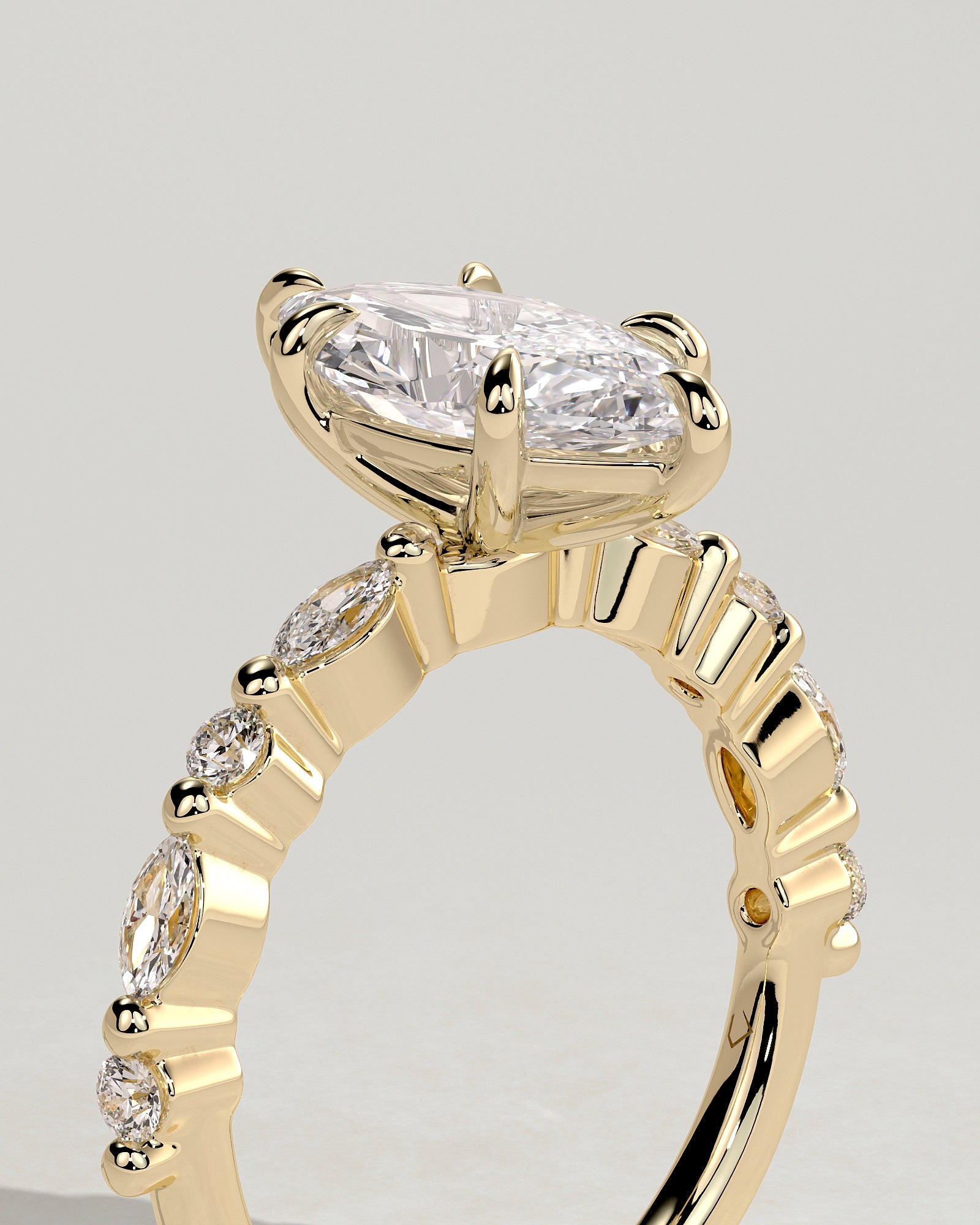 2.0CT Marquise Lab Grown Diamond Floating Bubble Pave Engagement Ring