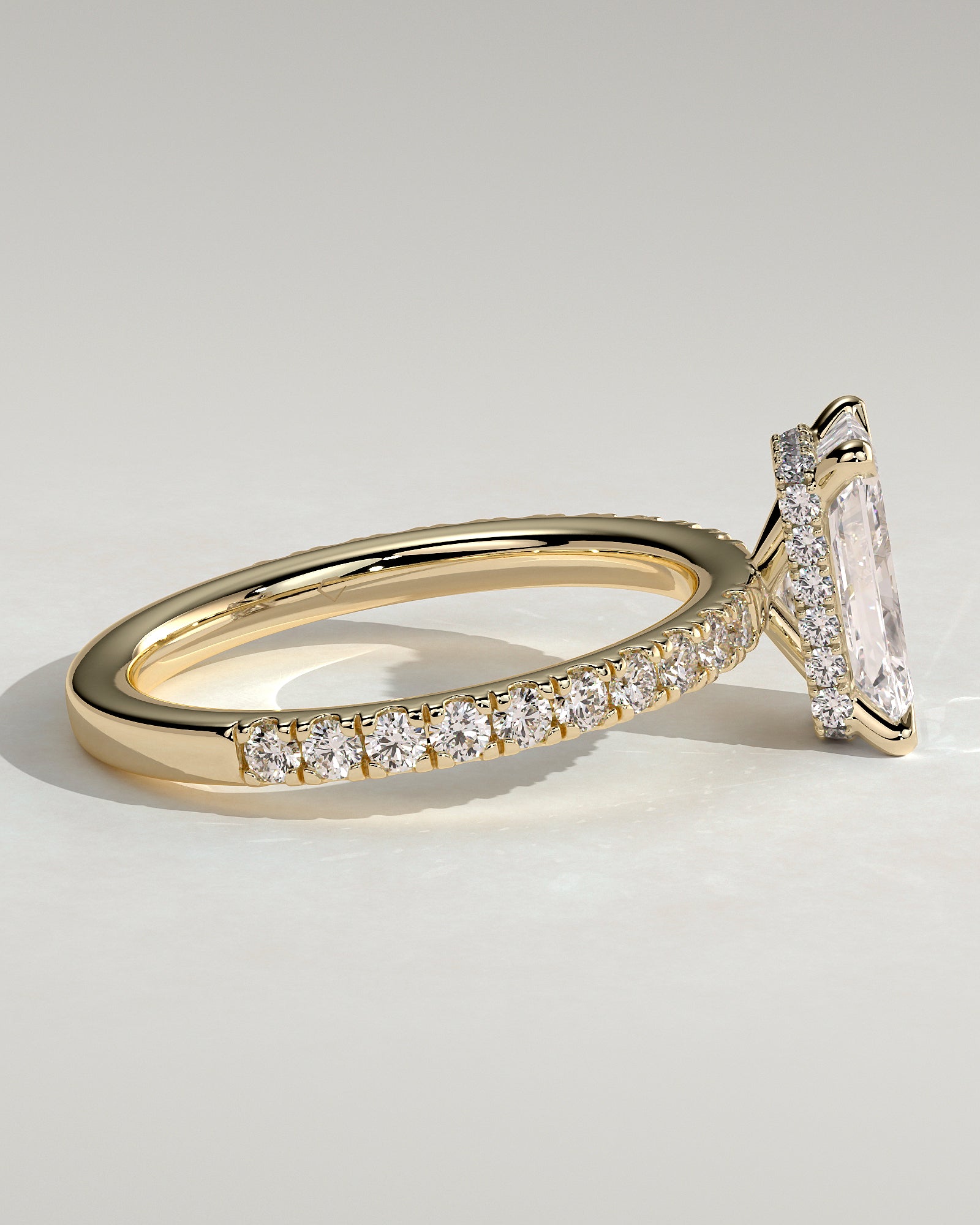 2.0CT Radiant Lab Grown Diamond Hidden Halo Pave Engagement Ring
