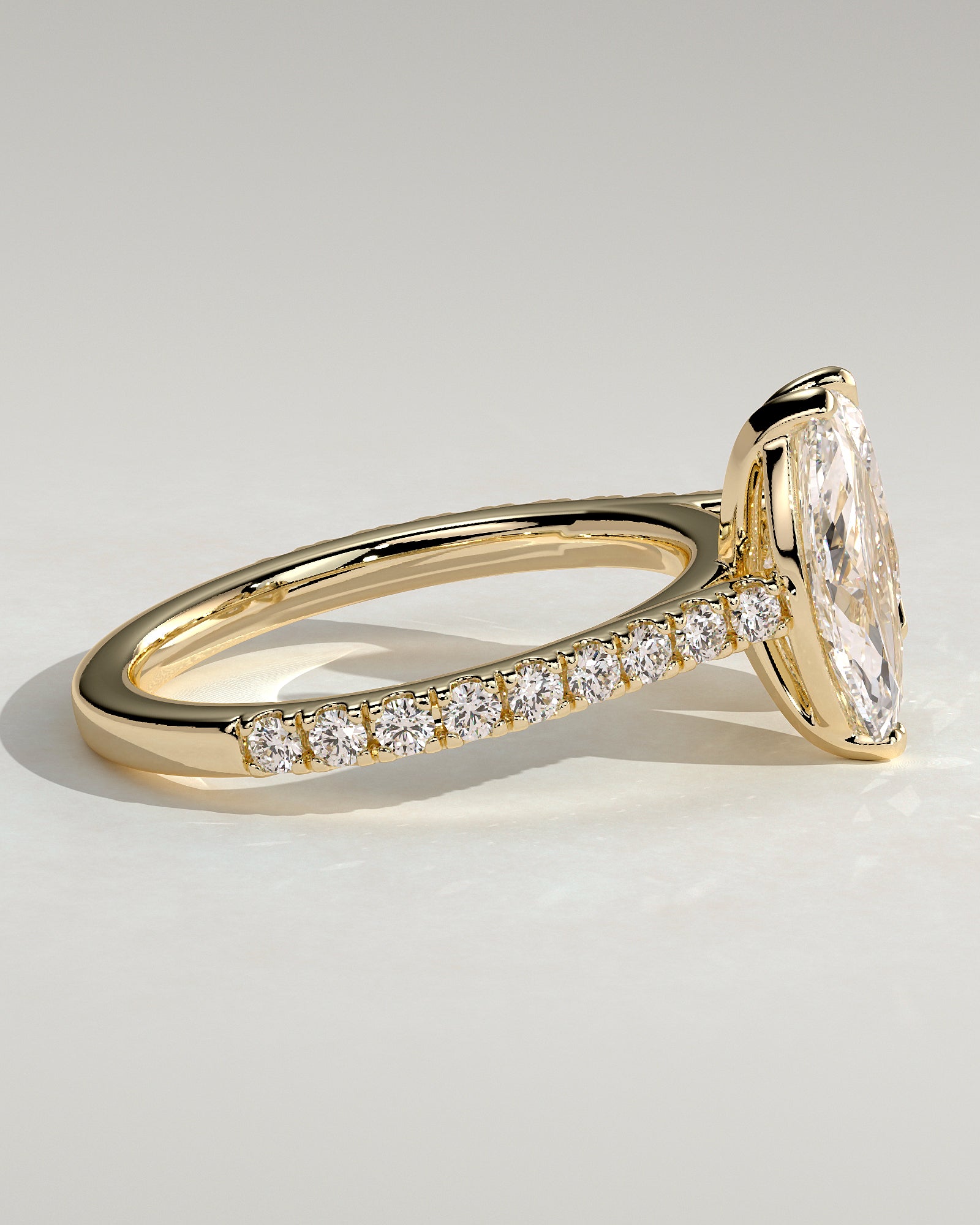 1.50CT Marquise & 1.80CT Pear Lab Grown Diamond Pave Band Toi et Moi Engagement Ring
