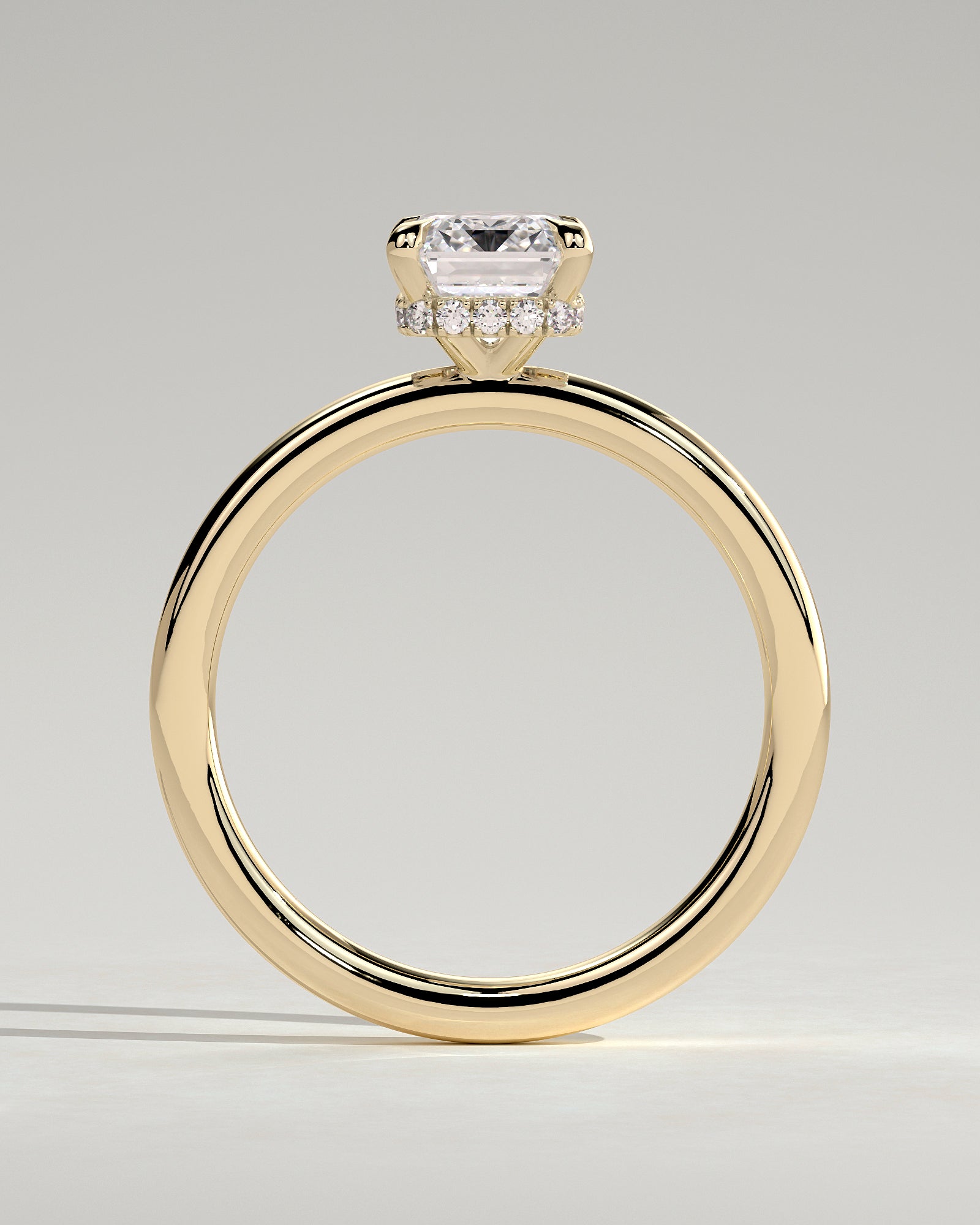 2.0CT Emerald Cut Lab Grown Diamond Hidden Halo Solitaire Engagement Ring