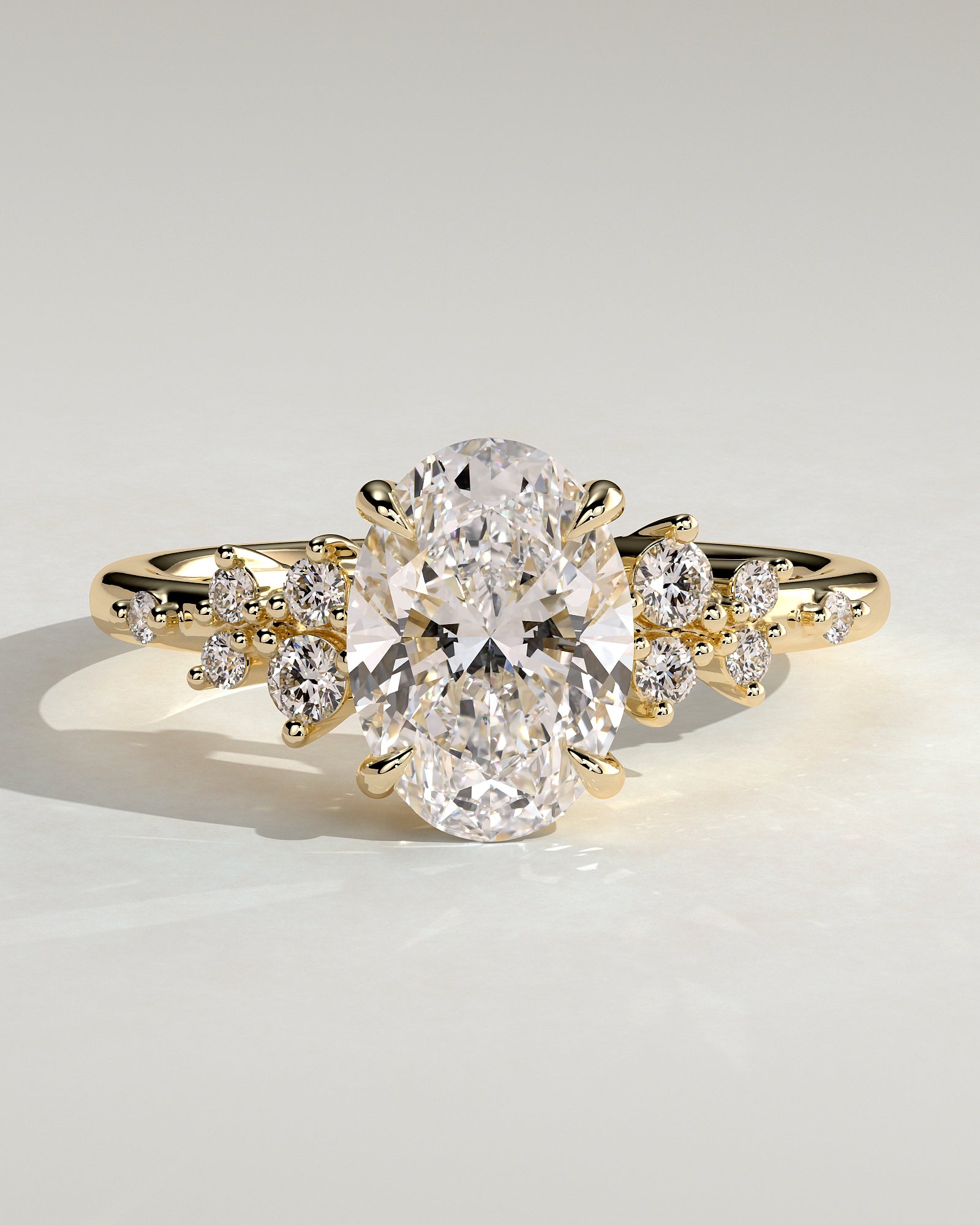2.0CT Oval Lab Grown Diamond Cluster Engagement Ring