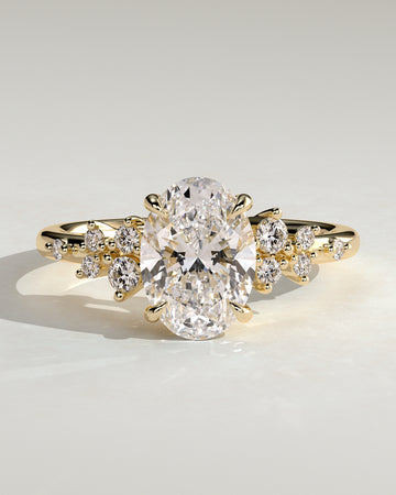2.0CT Oval Lab Grown Diamond Cluster Engagement Ring