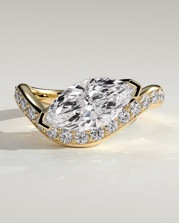 2.0CT East West Marquise Lab Grown Diamond Pave Wave Band Engagement Ring