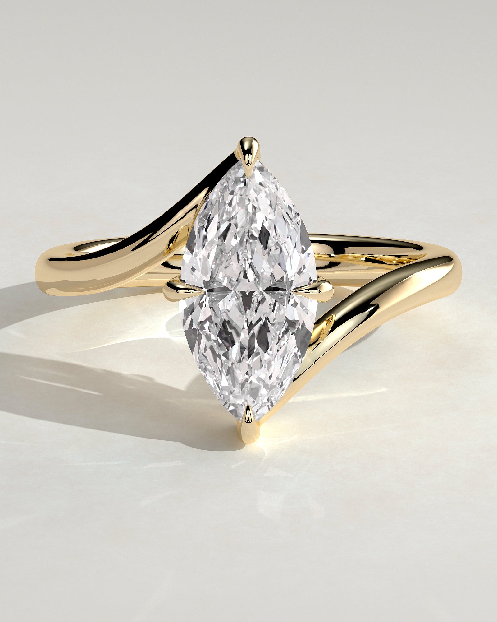 2.0CT Marquise Lab Grown Diamond Unique Bypass Engagement Ring