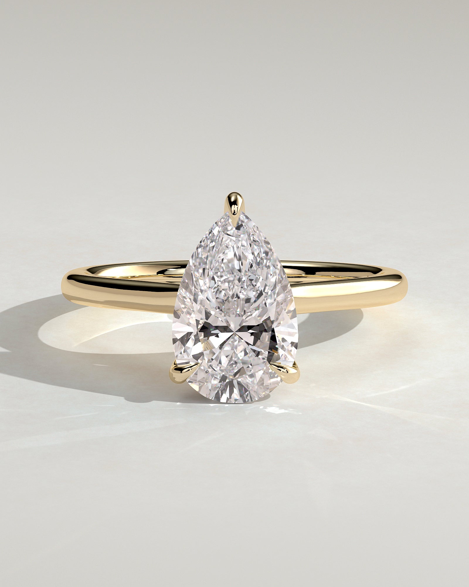 2.0CT Pear Lab Grown Diamond Hidden Halo Cathedral Engagement Ring
