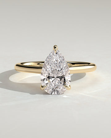 2.0CT Pear Lab Grown Diamond Hidden Halo Cathedral Engagement Ring