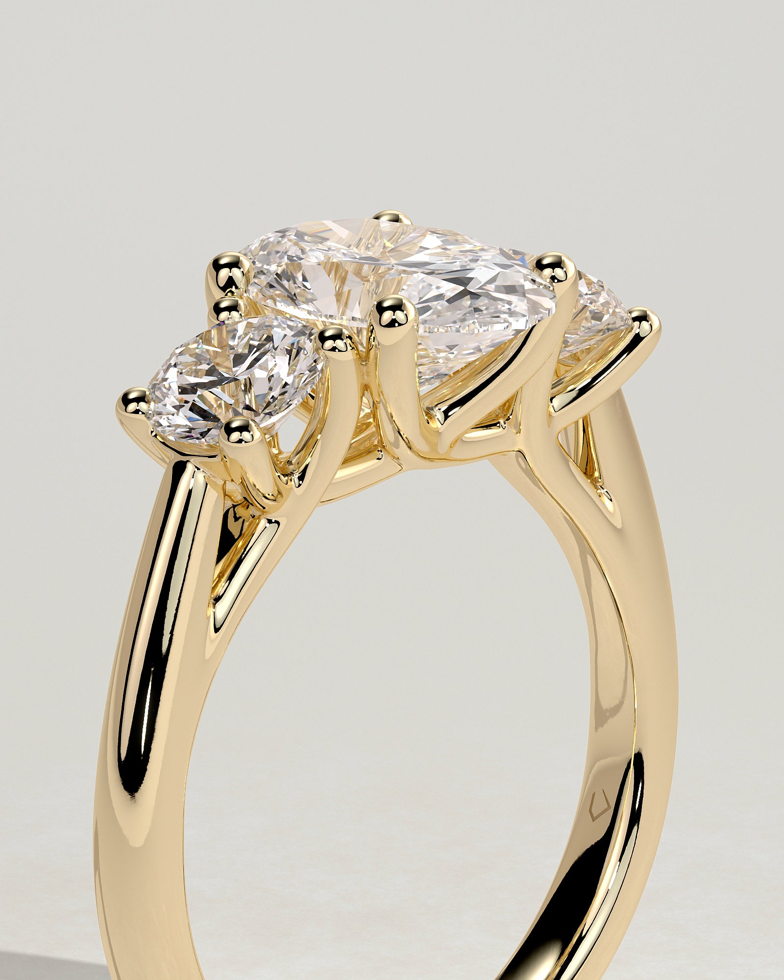 2.0CT Oval Lab Grown Diamond Open Trellis Gallery Three Stone Engagement Ring