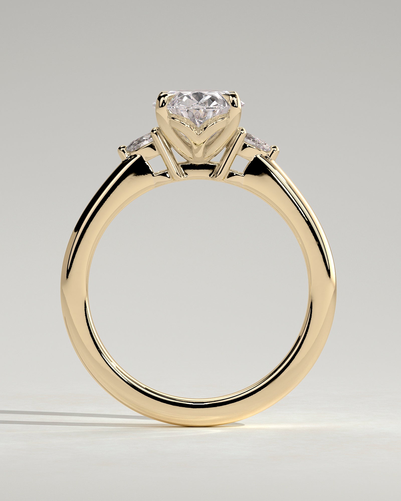 2.0CT Oval Lab Grown Diamond Tulip Three Stone Engagement Ring