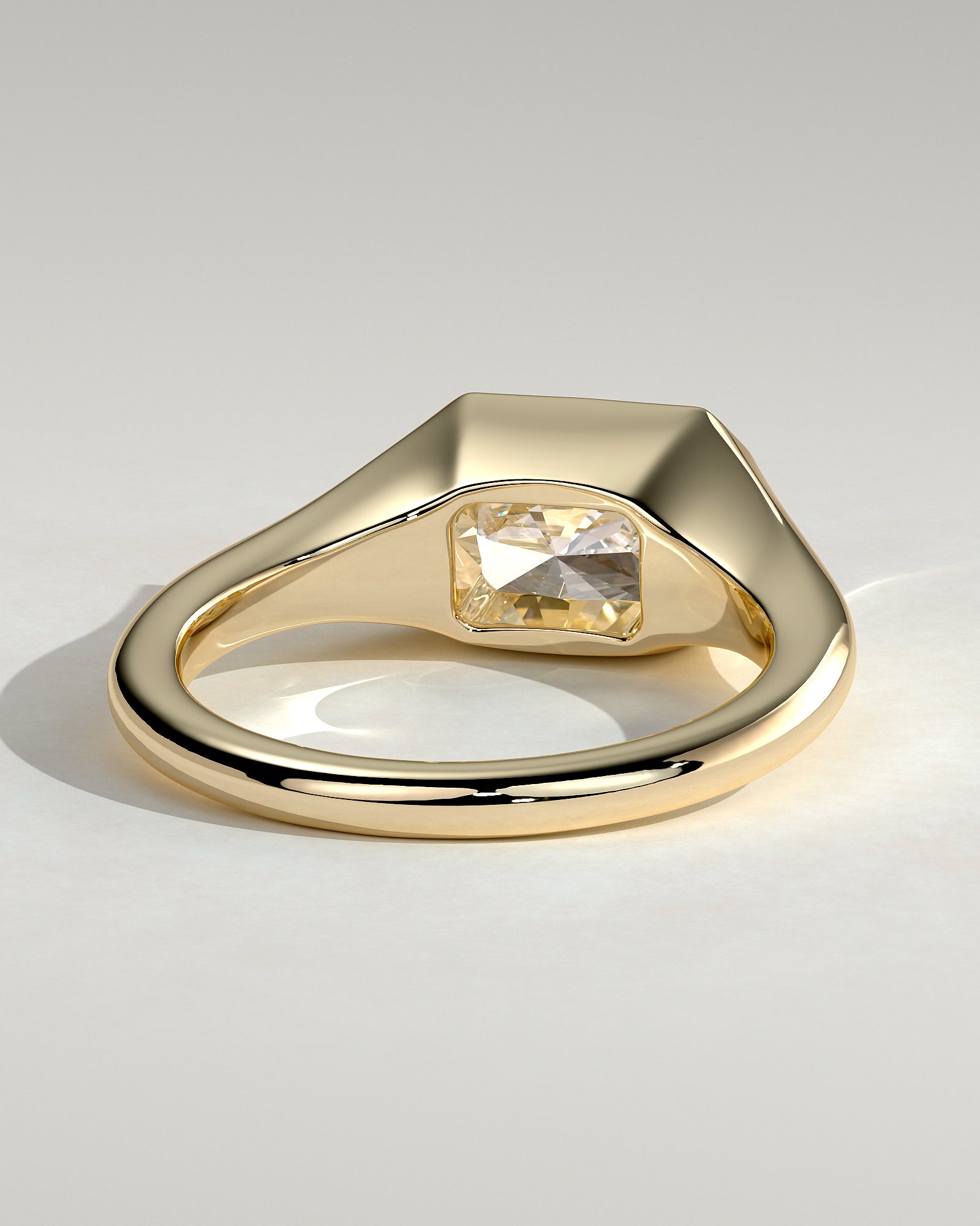 2.0CT Bezel Set East West Radiant Lab Grown Diamond Signet Band Engagement Ring