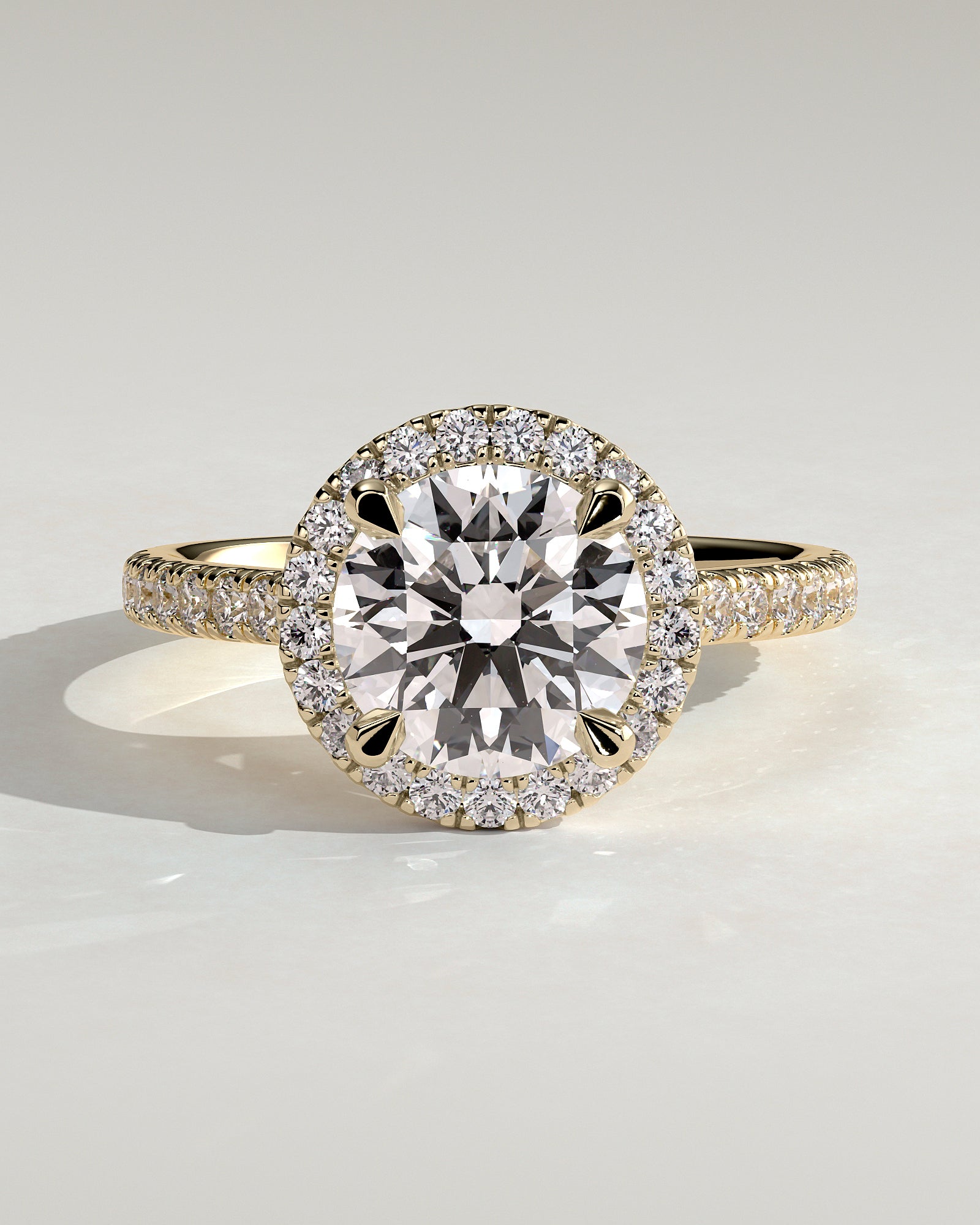 2.0CT Round Lab Grown Diamond Halo Cathedral Pave Engagement Ring