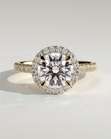 2.0CT Round Lab Grown Diamond Halo Cathedral Pave Engagement Ring