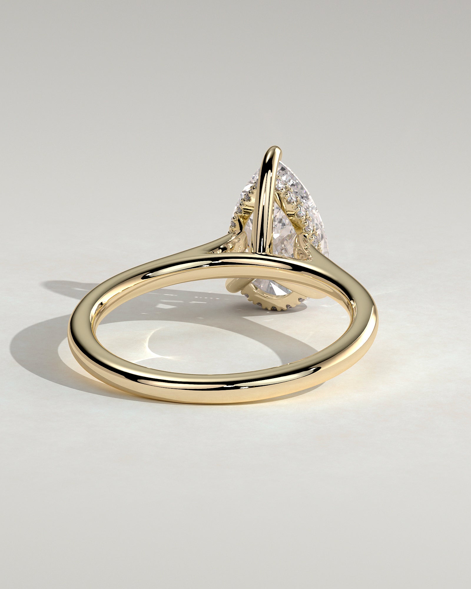 2.0CT Pear Lab Grown Diamond Hidden Halo Cathedral Engagement Ring