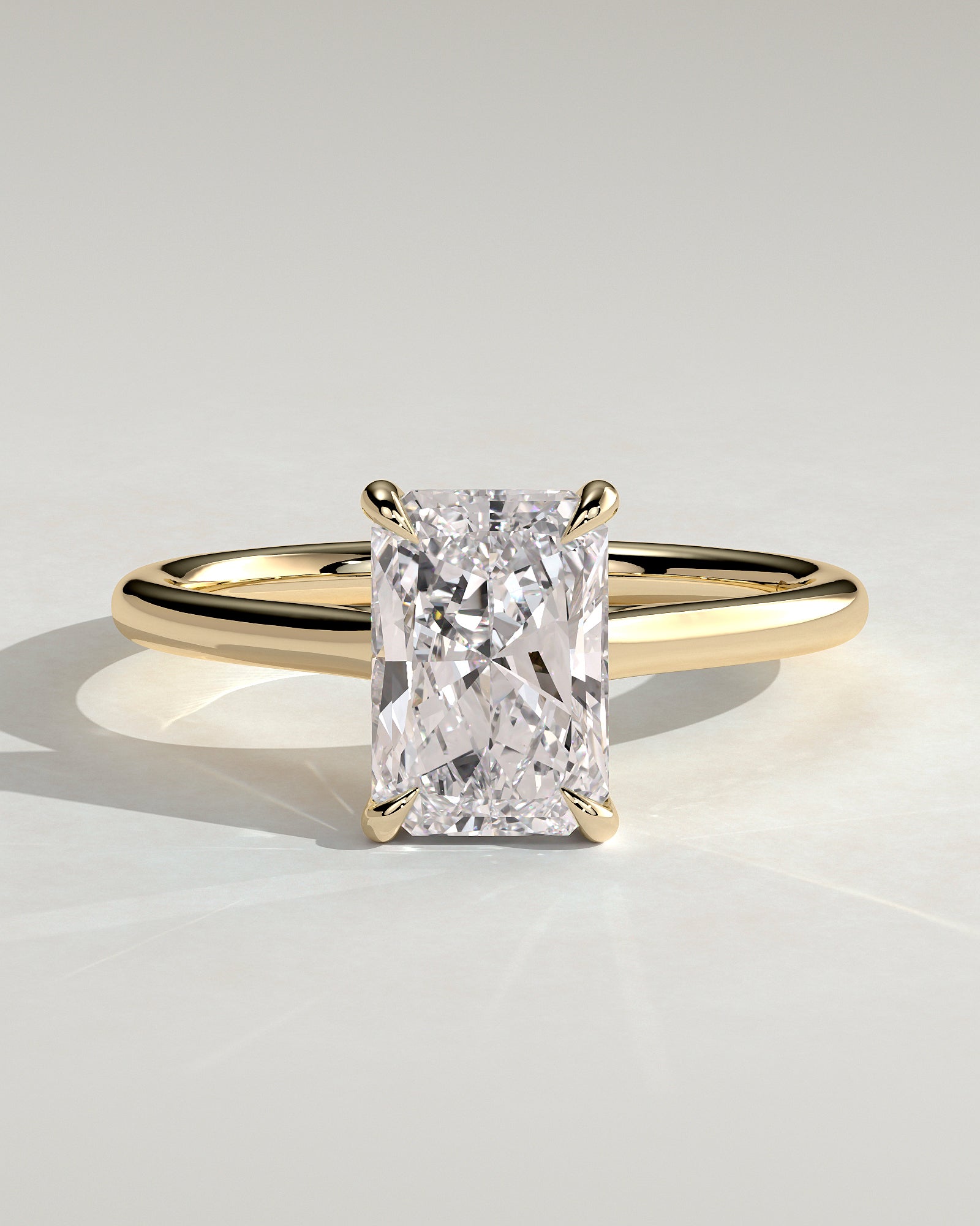 2.0CT Radiant Lab Grown Diamond Hidden Halo Cathedral Engagement Ring