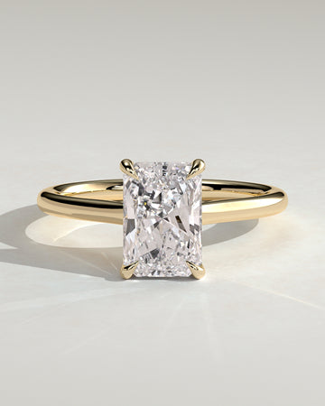 2.0CT Radiant Lab Grown Diamond Hidden Halo Cathedral Engagement Ring