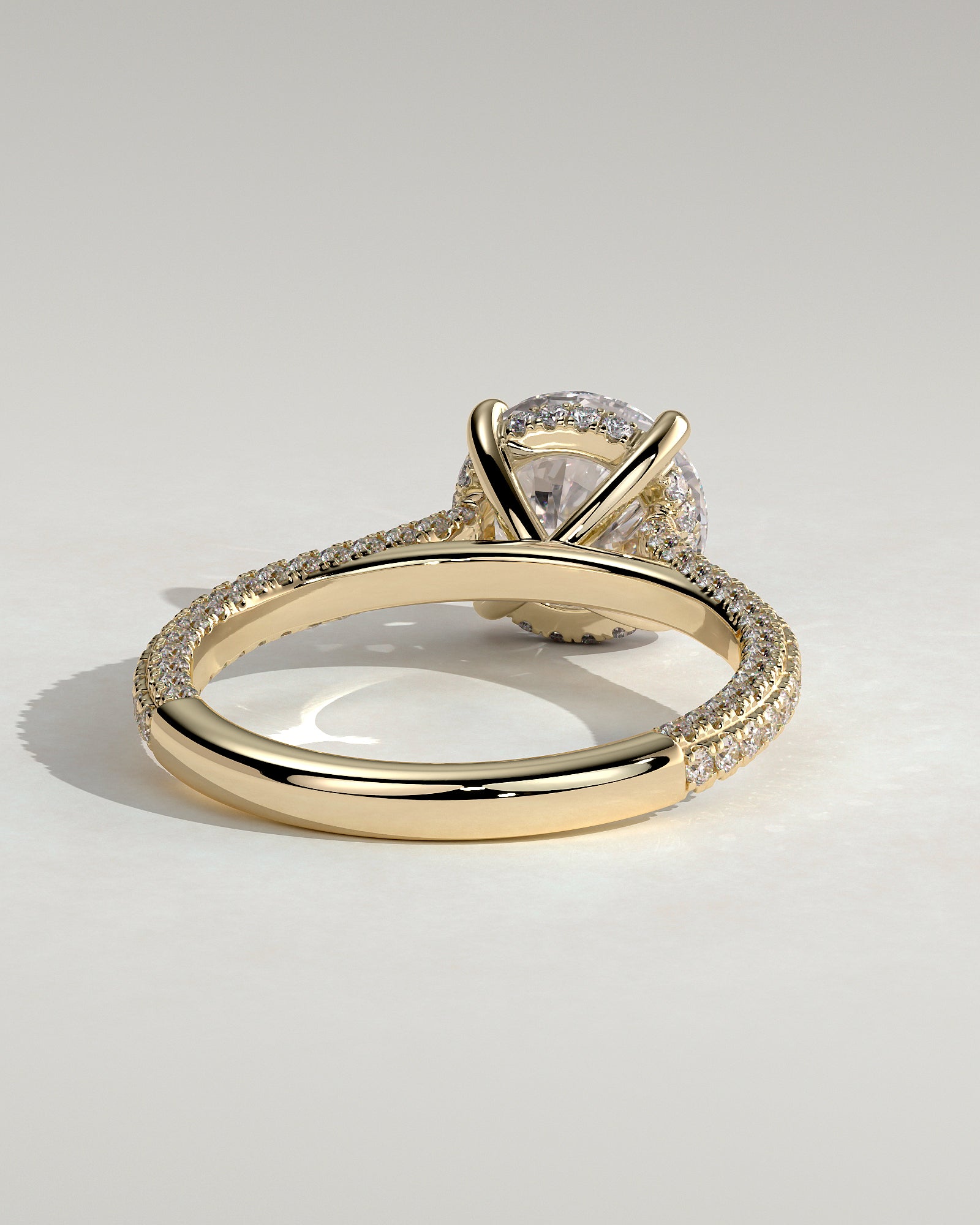 2.0CT Round Lab Grown Diamond Hidden Halo Three Side Pave Engagement Ring