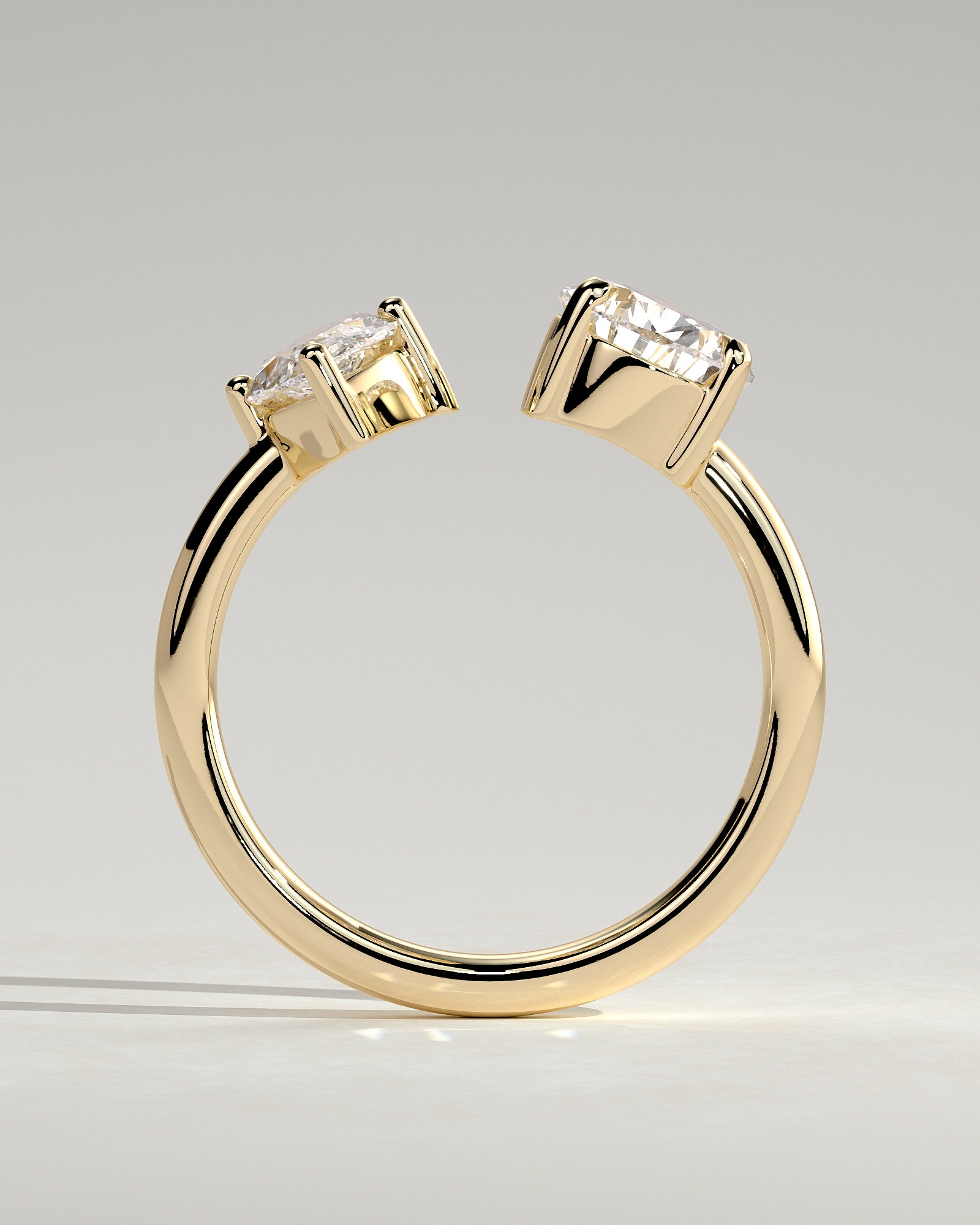 1.15CT Marquise & 1.65CT Pear Lab Grown Diamond Toi et Moi Open Cuff Band Engagement Ring