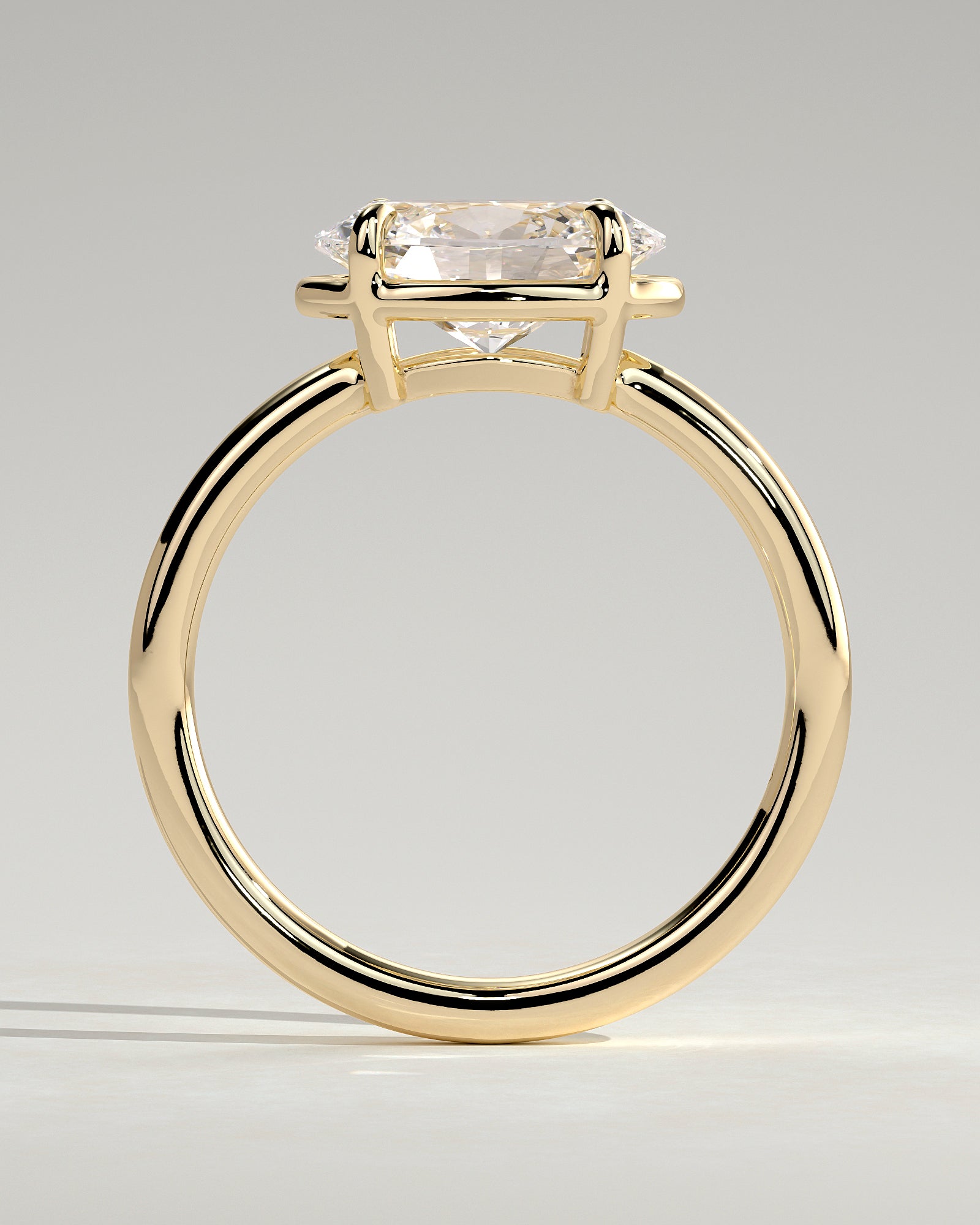 2.0CT East West Oval Lab Grown Diamond Solitaire Frame Bezel Engagement Ring