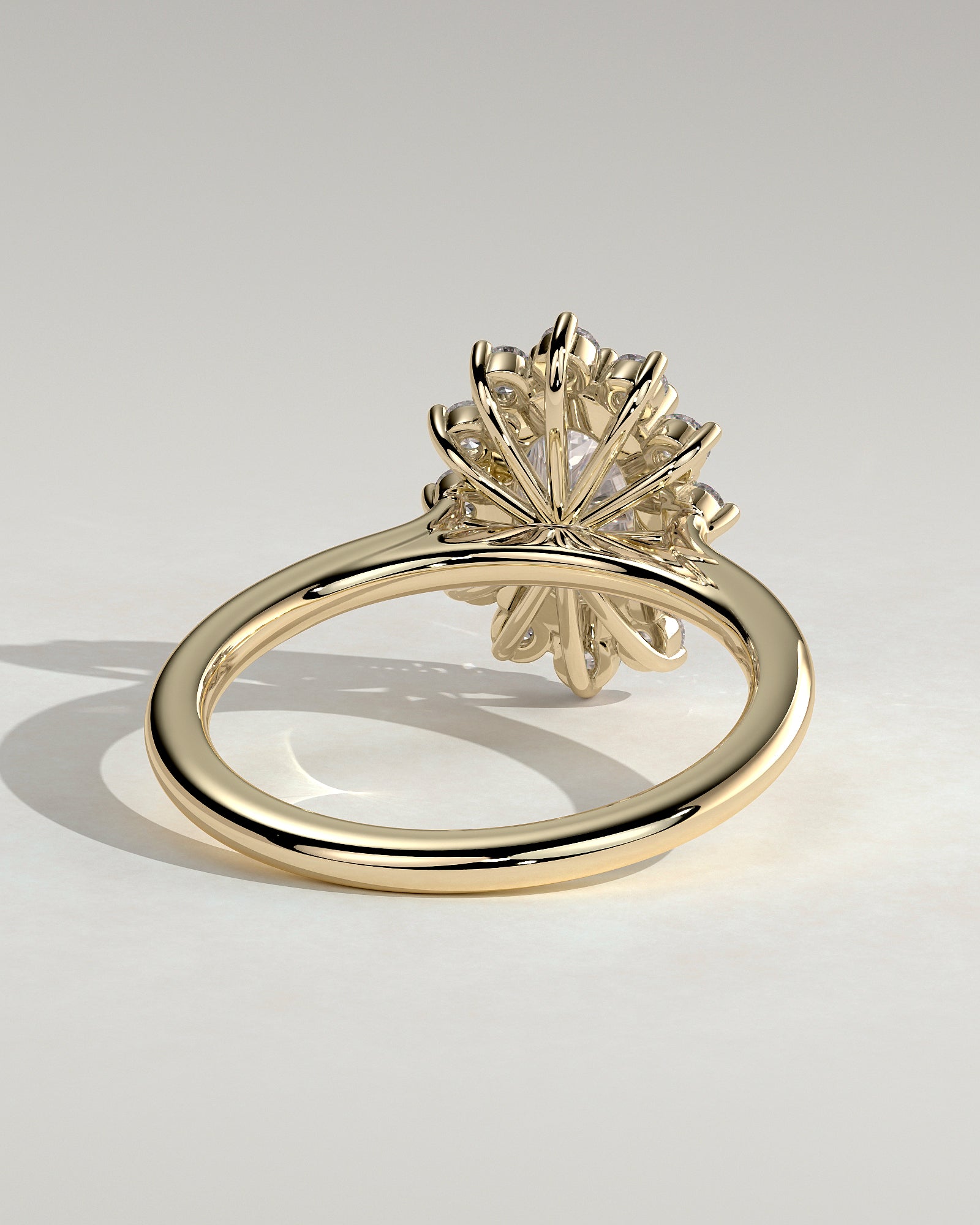 2.0CT Oval Lab Grown Diamond Halo Cathedral Engagement Ring