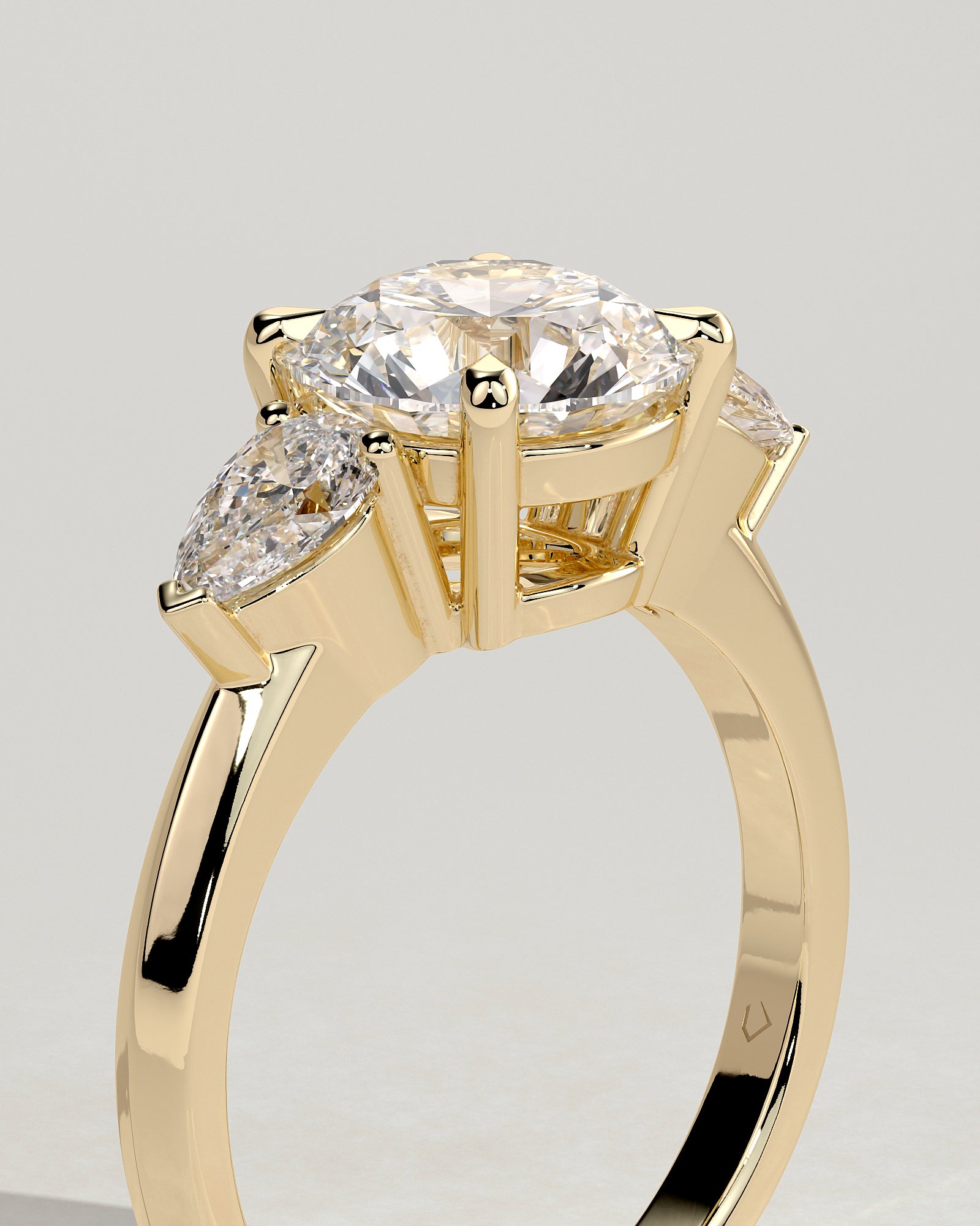 2.0CT Round Cut Lab Grown Diamond Three Stone Knife Edge Engagement Ring