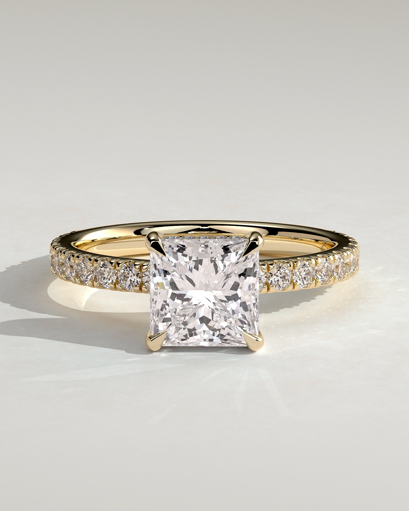 2.0CT Princess Lab Grown Diamond Hidden Halo Pave Engagement Ring