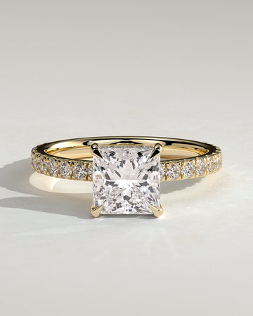 2.0CT Princess Lab Grown Diamond Hidden Halo Pave Engagement Ring