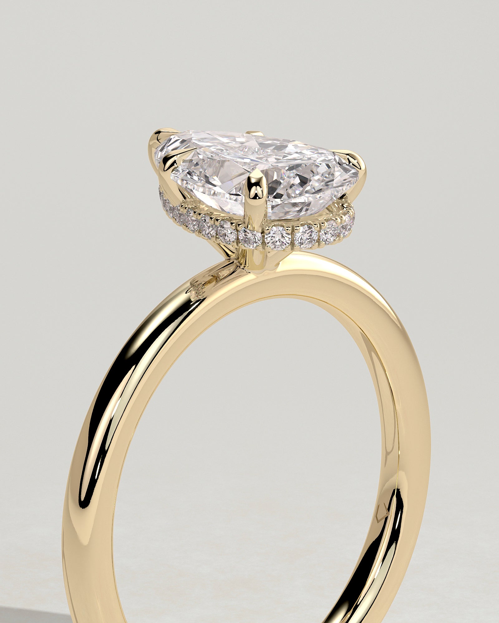 2.0CT Pear Lab Grown Diamond Hidden Halo Solitaire Engagement Ring