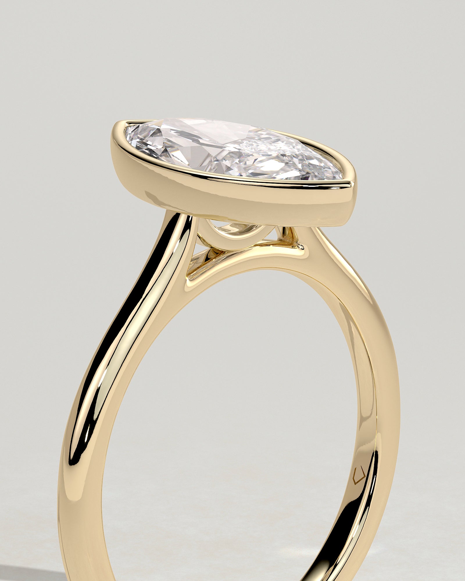 2.0CT Bezel Set Marquise Lab Grown Diamond Solitaire Cathedral Engagement Ring