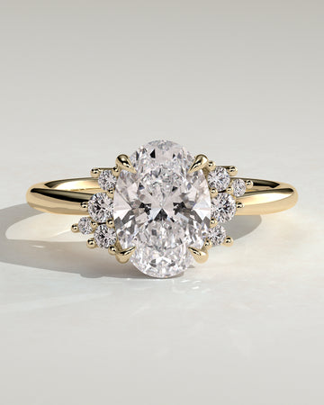 2.0CT Oval Lab Grown Diamond Cluster Engagement Ring