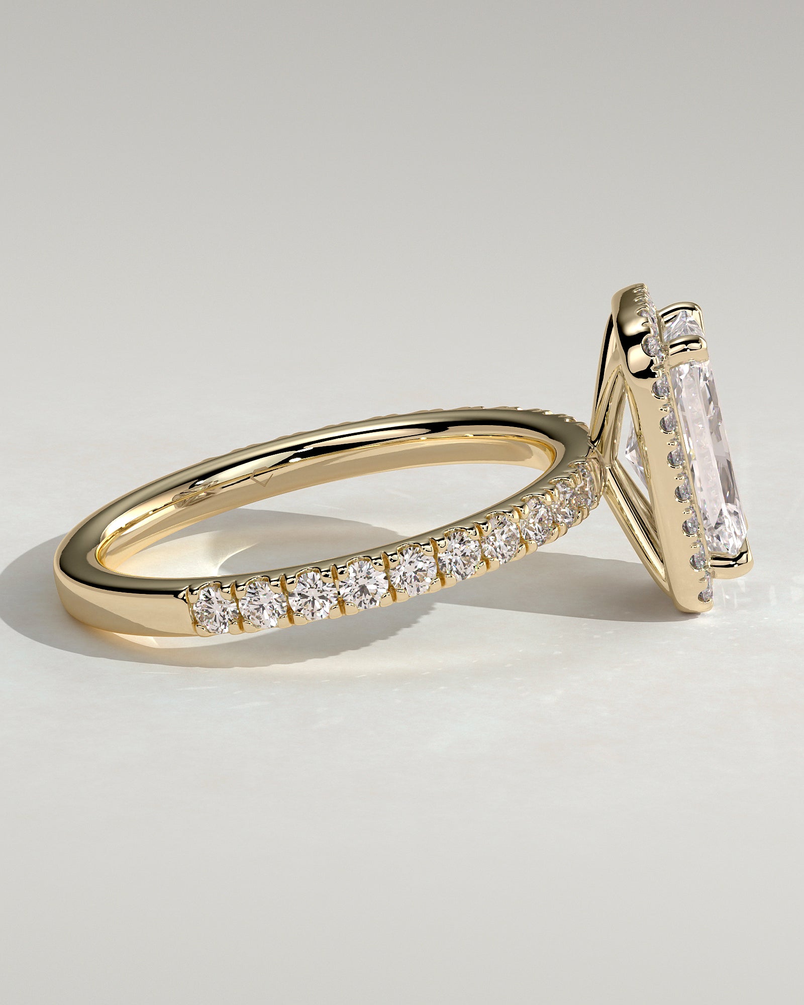 2.0CT Radiant Lab Grown Diamond Halo Pave Engagement Ring